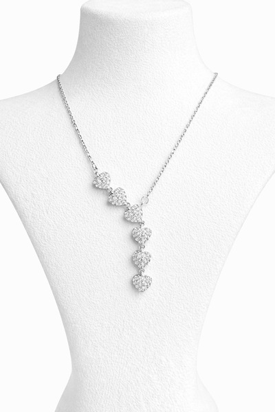 LuneraDesign Women's Steel Necklace with Zircon Stone Heart Detail – Elegant and Sparkling Design