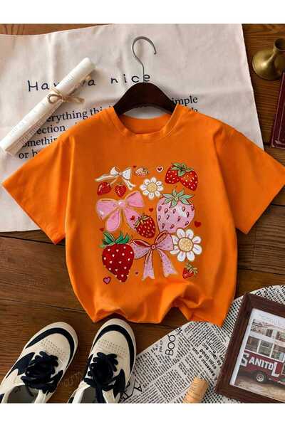 DM DOLCE MORE Παιδικό μπλουζάκι unisex με στάμπα κορδέλας και φράουλας 5GH3