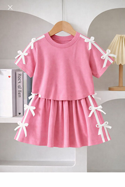 Machetta Νέο Σετ Κοριτσίστικο Φιόγκο με μπλουζάκι και φούστα