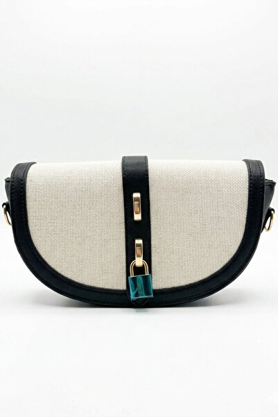 VELLABAGS Ecru Black Women's Bag – Stylish Lockable Crossbody & Shoulder Bag