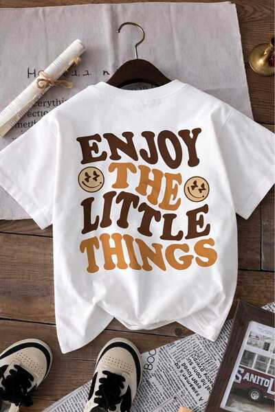 BENROMA استمتع بالأشياء الصغيرة تي شيرت مطبوع للأطفال من الجنسين 5GH4