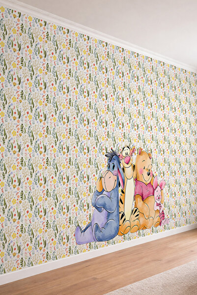 dreamwall Winnie the Pooh ve Arkadaşları Figürlü Çiçek Desenli Bebek Odası Te...