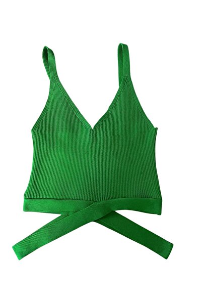 Butik Lena YEŞİL ASKILI CROP BLUZ