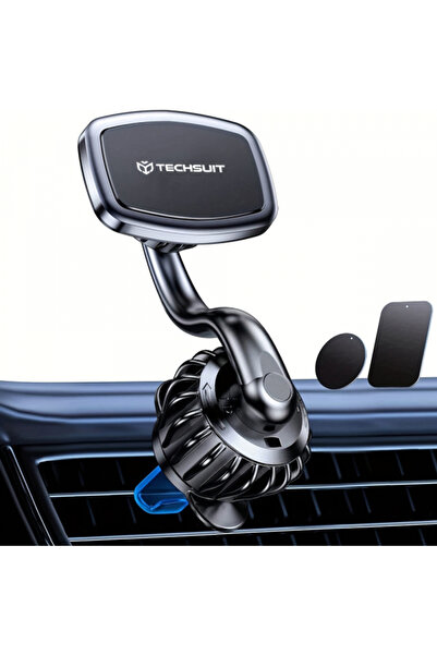 Techsuit Suport auto pentru telefon, Techsuit, Magnetic, Black
