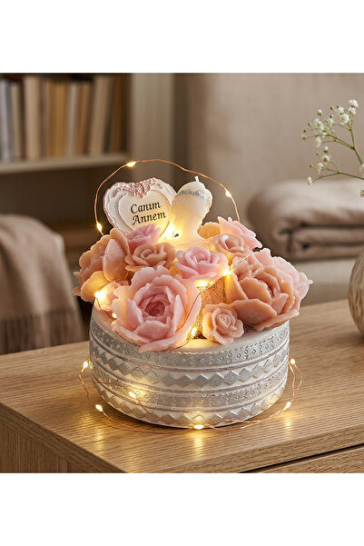NG GIFT DESIGN Premium Led Işıklı Tasarım Beton Saksıda El Yapımı Canım Annem...