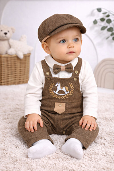 Momivi Kids Baby Boy Horse Embroidered Jile Romper and Shirt Set with Bow Tie...