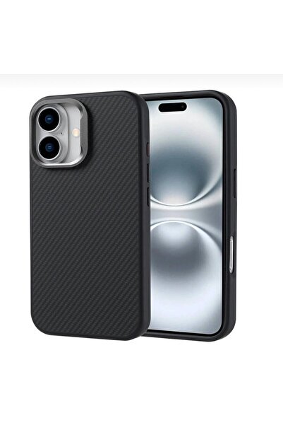 KaffCase iPhone 16 Kılıf Kevlar Desenli Karbon M-Safe Magnetik Şarj VEGA-Msafe