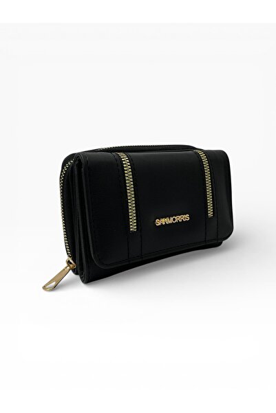 Sanmorris Women's Faux Leather Gold Zipper Detailed Stylish Wallet