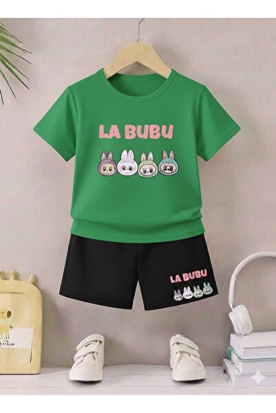 Nice Clothes تي شيرت صيفي للأطفال شورت يونيسكس (طباعة لابوبو)