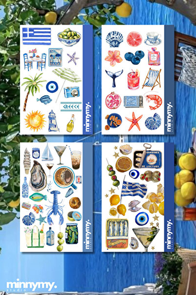 Minnymy Greece Collection Sticker, Çıkartma, Ajanda, Günlük, Planlayıcı, Bull...