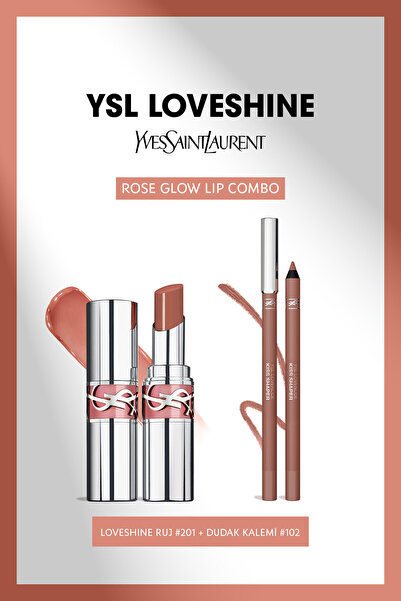 Yves Saint Laurent Rose Glow Lip Combo Makyaj Seti - Loveshine Ruj 201 & Love...