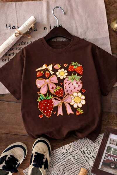 BENROMA Παιδικό μπλουζάκι unisex με στάμπα κορδέλας και φράουλας 5GH3