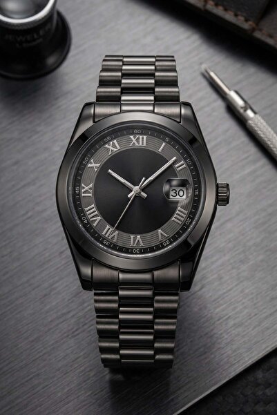 İnogge Uzzy Round Black Cord & Black Dial Premium Men's Wristwatch (2026)