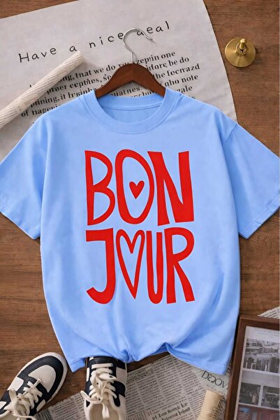 E-ROMA Bonjour Printed Unisex Children's T-Shirt 6Gh6
