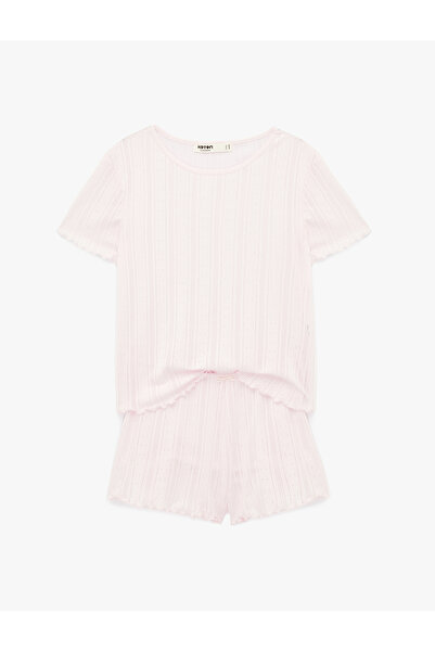 Koton Σετ πιτζάμες με κοντό μανίκι και σορτς με λαιμόκοψη ποδηλάτου