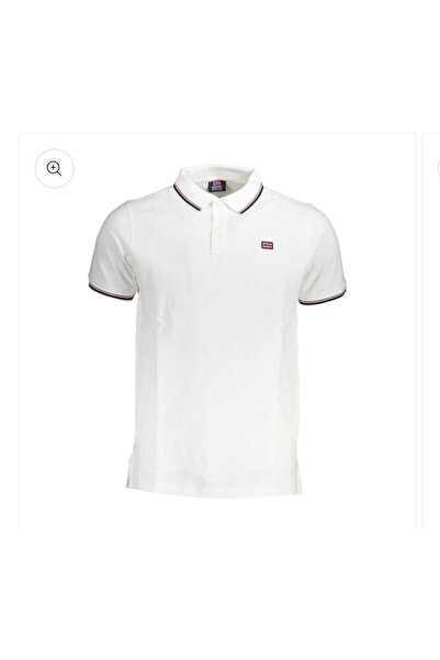 Norway Ανδρικό λευκό μπλουζάκι πόλο με κεντημένη σημαία και λεπτομέρειες σε α...