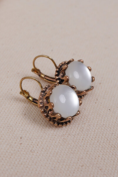 Süspüs Accessories أقراط أصلية من الحجر الأبيض الشفاف على شكل تاج