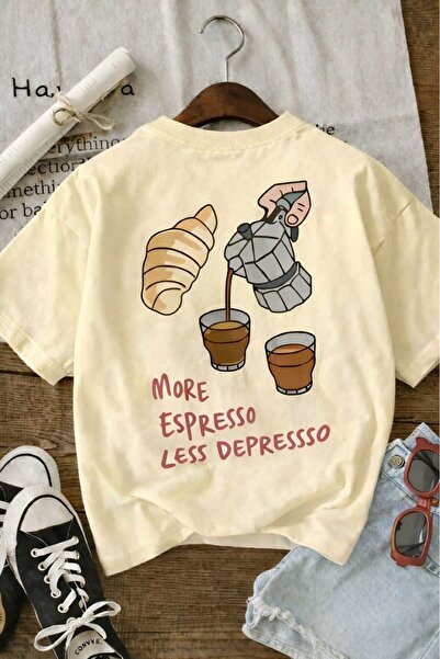 E-ROMA Espresso Kruvasan Printed Unisex Children's T-Shirt 6Gh5