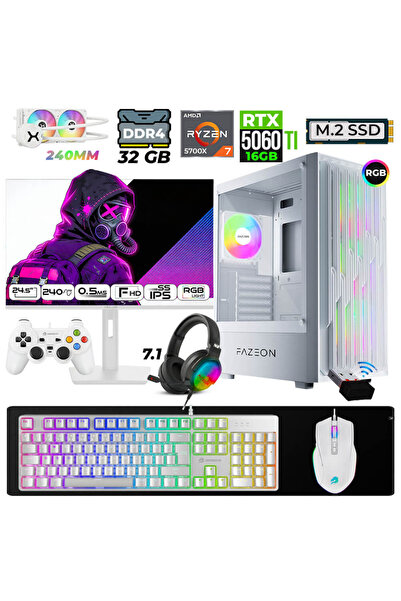 XASER Astra X400 Ryzen 7 5700X 32GB Ram 1TB M.2 NVMe SSD 16GB RTX5060 Ti Sıvı...