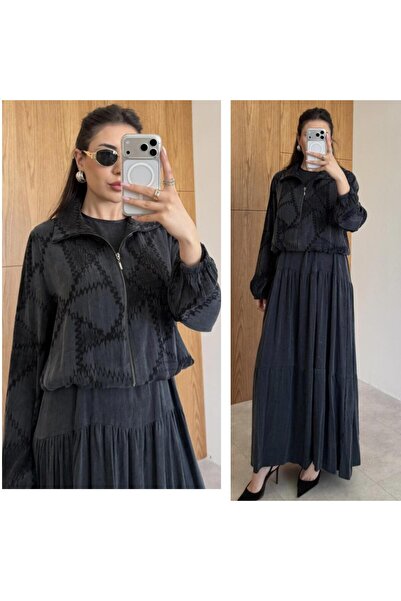 GK Σετ Φόρεμα με Μπουφάν από Μετάξι Κούπρα