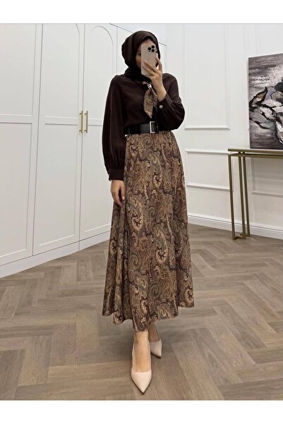 PIOVE Set de îmbrăcăminte cu model maro pentru femei – Set lung elegant cu ce...