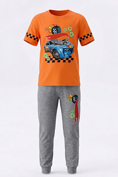 REMSA طقم بيجامة قطنية ممشطة للأولاد 4294 برتقالي