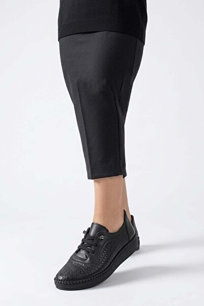 Ayakkabı Fuarı Elit 26Yslnvt04C Women's Genuine Leather Espadrille Black