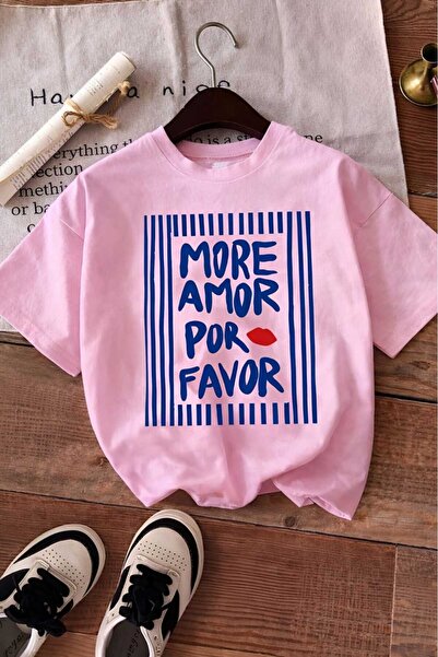 E-ROMA More Amor Por Favor Printed Unisex Children's T-Shirt 7Gh1