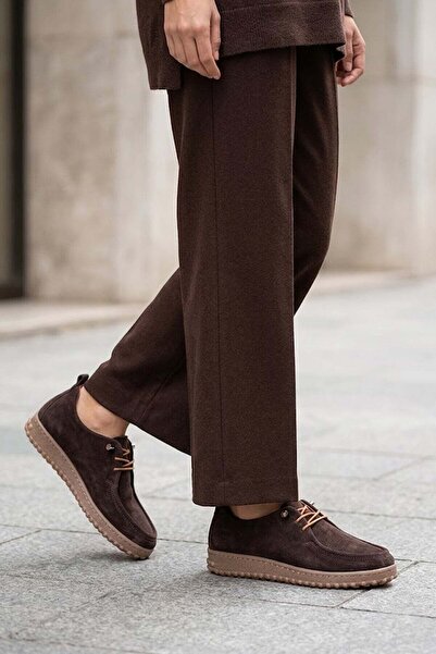 Ayakkabı Fuarı Elit ASSCL100S Γυναικεία παπούτσια casual από γνήσιο δέρμα καφέ