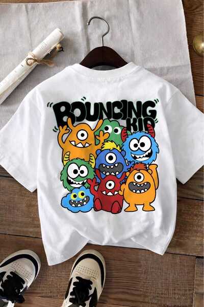 BENROMA تي شيرت للأطفال مطبوع عليه BOUNCINGKID للجنسين 7GH1