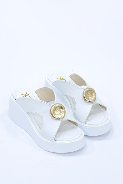 kajal ayakkabı Dl 54 Metal Buckle Detailed Slippers