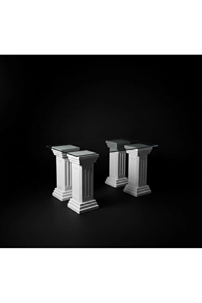 LAMAZİF Klasik Sütun Ayaklı Pleksi Sehpa – 90x70 cm 7mm Şeffaf Pleksi Üst – A...