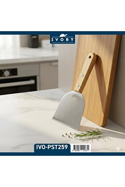 IVORY Stainless Steel Spatula 21X10 cm – Dough and Pastry Spatula with Wooden...