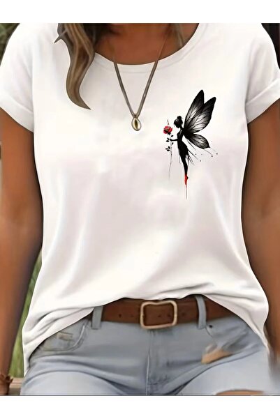 yombaa Κομψό μπλουζάκι Unisex Fairy and Rose με τύπωμα