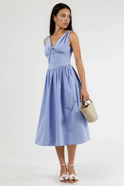 Hiccup Busem V-Neck Bow Detailed Midi Dress