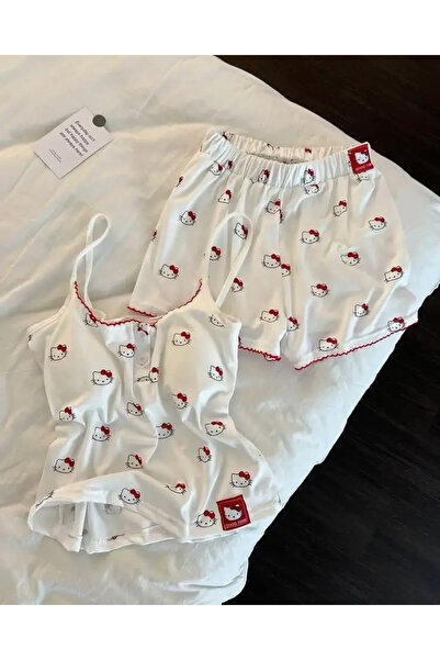 Toum Cute Kitty Aesthetic Top and Bottom Set