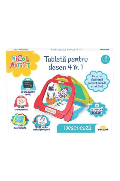 Micul Artist Tableta pentru desen 4 in 1, Micul Artist, 14 accesorii
