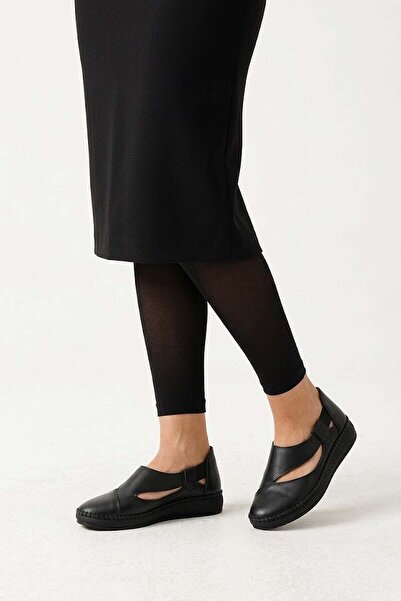 Ayakkabı Fuarı Elit 26Yslnvt03C Women's Genuine Leather Espadrille Black