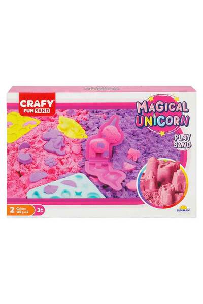 CRAFY Set nisip Kinetic, Crafy, Unicorn, 7 piese, 200 g