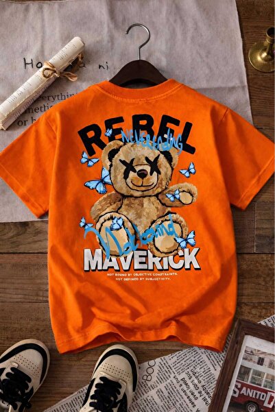 E-ROMA Παιδικό μπλουζάκι Unisex με στάμπα REBEL 7GH1