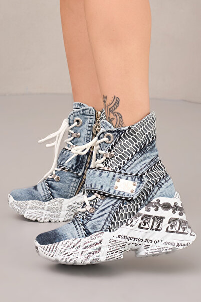 StarBlueMooN Women's Denim Boots with Fishnet Design Comfortable Summer Style