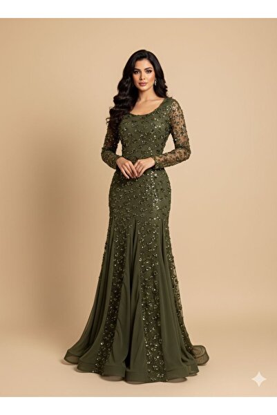 ZAYNAFASHIONSA Queens Gown Mermaid Evening Dress with Heavy Beaded Sequins Lu...