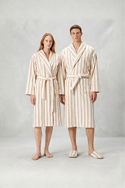 İrya Set de halate de baie vopsite cu fire în linii, culoare Mocha