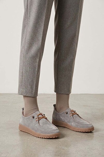 Ayakkabı Fuarı Elit Asscl100S Women's Genuine Leather Casual Shoes Gray