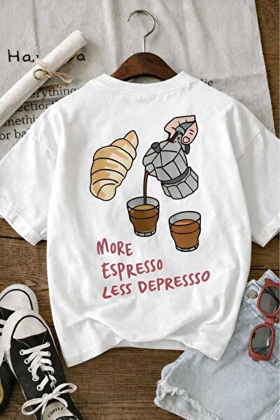 E-ROMA Παιδικό μπλουζάκι unisex με στάμπα εσπρέσο κρουβασάν 6GH5