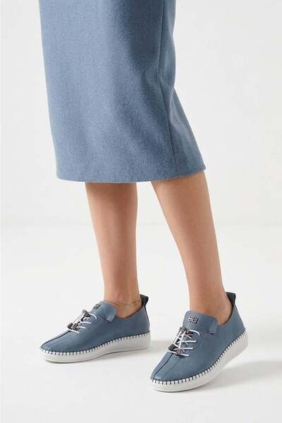 Ayakkabı Fuarı Elit 26Yslnvt02C Women's Genuine Leather Espadrille Blue