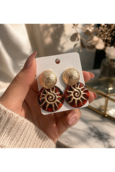 Bymiel Vintage Güneş Motifli Küpe – Şık Tasarım (Kararmaz Alerji Yapmaz 316 Ç...