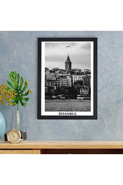 Çılgıntrend Nostaljik İstanbul Manzaralı Yapışkanlı Çerçeve – Galata Kulesi P...