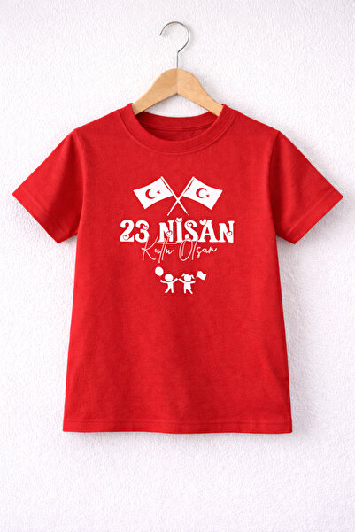 ues 23 Απριλίου Κοντομάνικο μπλουζάκι για κορίτσια/αγόρια – με την τουρκική σ...