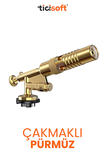 Ticisoft Çakmaklı Pürmüz 1300° Gazlı Torch Jet Metal Alev Tabancası 400ml Kam...